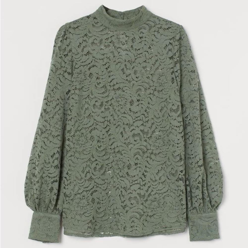 Khaki Green Lace Blouse